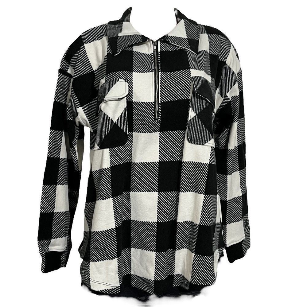 Cuddl Duds Flannel Fleece Half-Zip Pullover Shacket - Picture 3 of 5